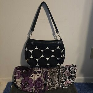 Thirty-One Skirt Purse Shoulder Bag Womens Medium Black Interchangeable Covers